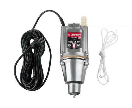Вибрационный насос с нижним забором воды ЗУБР Родничок-Н кабель 15 м НВН-15 – изображение 5