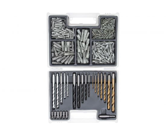 Комбинированный набор сверл Matrix: бетон 4-10 мм/металл 2-10 мм/дерево 4-10 мм/дюбеля 300 предметов 72577 