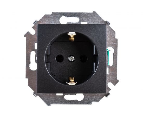 Розетка Simon с заземлением, Schuko, 16А, 250В, винтовой зажим, графит 1591432-038 