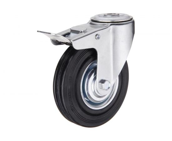 Колесо промышленное поворотное под болт М12 с тормозом SCHB42 100 мм MFK-TORG 4005100 