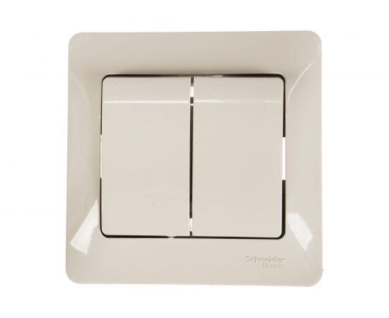 Двухклавишный выключатель Schneider Electric СП Glossa 10А IP20 10AX в сборе бежевый GSL000252 