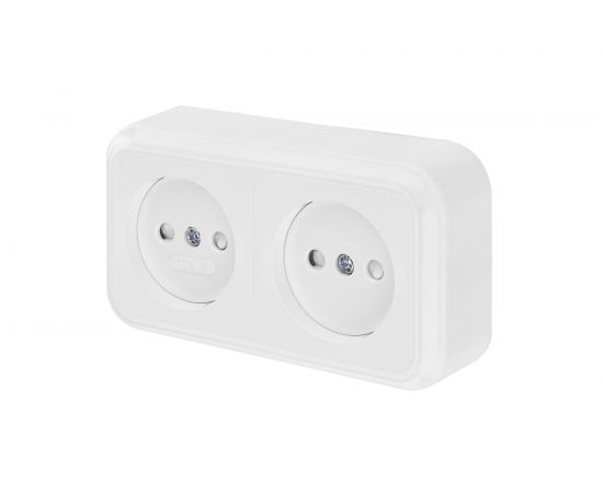 Розетка Bylectrica 2-местная ОУ со шторкой, серия ПРАЛЕСКА, белый, РА16-273 