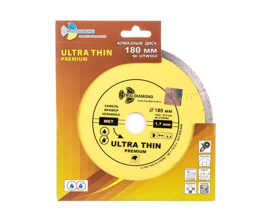 Диск алмазный отрезной Сплошной Ультратонкий Ultra Thin hot press (180х25.4 мм) TRIO-DIAMOND UTW504 – изображение 4