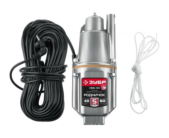 Вибрационный насос с верхним забором воды ЗУБР Родничок-В кабель 40 м НВВ-40 – изображение 5