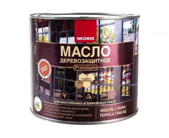 Деревозащитное масло Neomid Premium 2 л, красное дерево Н-маслоPrem-2/КрДер 