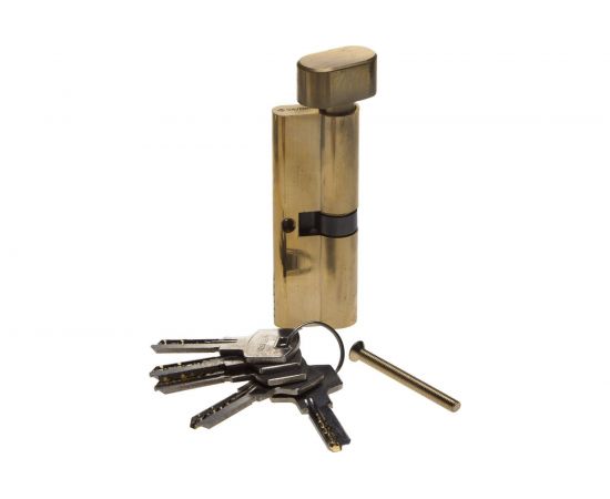 Цилиндровый механизм Зубр Эксперт повышенной защищенности тип ключ-защелка цвет латунь 6-PIN 90 мм 52107-90-1 