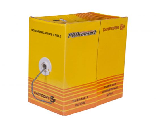 Кабель PROconnect витая пара UTP 2PR 24AWG, CCA, CAT5e, PVC, серый, бухта 305 м 01-0022-3 – изображение 2