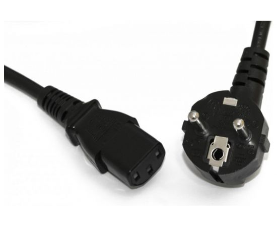 Кабель питания компьютера Hyperline PWC-IEC13-SHM-0.5-BK (Schuko+C13) (3x0.75), 10A, угловая 39341 – изображение 2