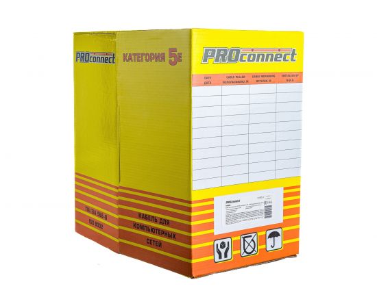 Кабель PROconnect витая пара UTP 2PR 24AWG, CCA, CAT5e, PVC, серый, бухта 305 м 01-0022-3 – изображение 3