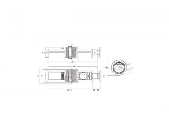 Выдвижной встраиваемый розеточный блок GTV на 3 EURO розетки AE-BPW3S60-80 – изображение 4