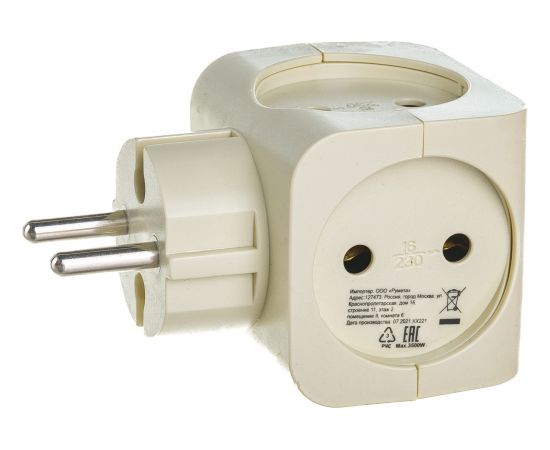 Тройник ЭРА SP-4-I 4гн, без заземления слоновая кость Б0008206 – изображение 4