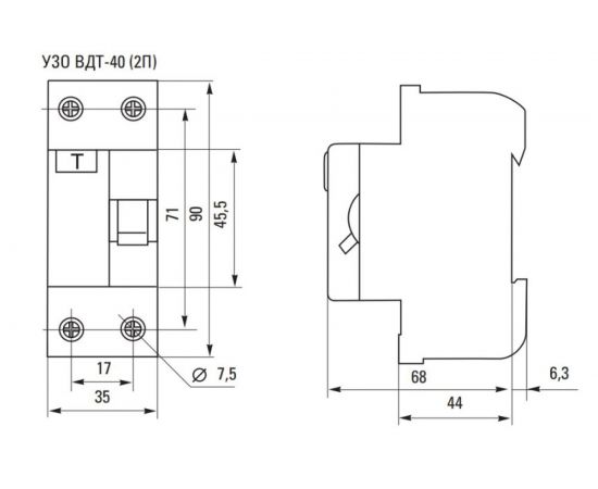 Электронное устройство защитного отключения EKF УЗО ВДТ-40 2P 40А/30мА Basic SQelcb-2-40-30e-sim – изображение 5