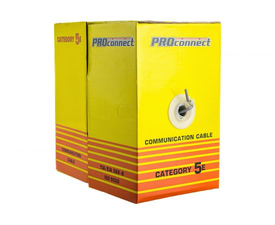 Кабель PROconnect витая пара UTP 2PR 24AWG, CCA, CAT5e, PVC, серый, бухта 305 м 01-0022-3 – изображение 5