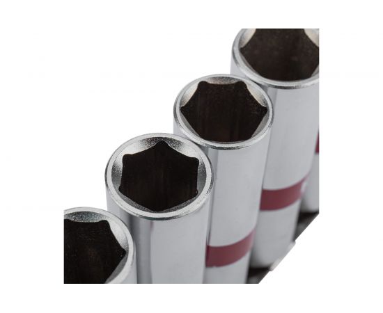 Набор удлиненных торцевых головок REXANT 1/2, шестигранные, CrV, 10 шт, 10-22 мм 12-8308 – изображение 6