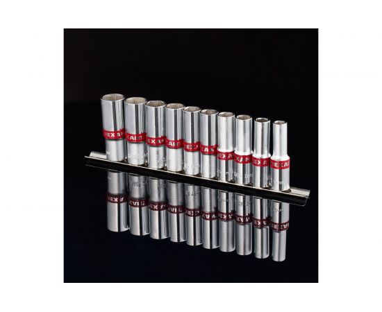 Набор удлиненных торцевых головок REXANT 1/2, шестигранные, CrV, 10 шт, 10-22 мм 12-8308 – изображение 8