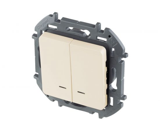 Двухклавишный выключатель Legrand с подсветкой - INSPIRIA - 10 AX - 250 В - слоновая кость 673631 