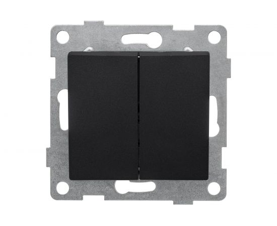 Механизм выключателя GUSI ELECTRIC Bravo 2 клавиши, скрытая установка, 10А, 250В, графит С10В2-010 