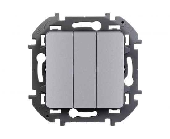 Трехклавишный выключатель Legrand - INSPIRIA - 10 AX - 250 В - алюминий 673642 