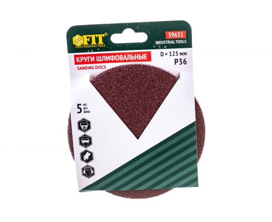Круги шлифовальные 5 шт. (125 мм; Р36) FIT IT 39651 