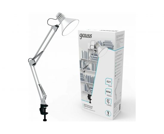 Настольный светильник Gauss модель GTL001 60W 220-240V E27 белый струбцина 1/16 GT0011 – изображение 2