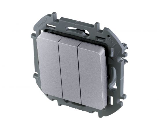 Трехклавишный выключатель Legrand - INSPIRIA - 10 AX - 250 В - алюминий 673642 – изображение 2