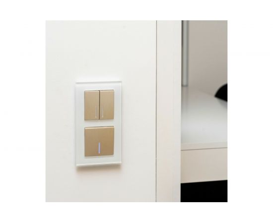 Выключатель WERKEL W1120110 двухклавишный с подсветкой шампань рифленый a051414 – изображение 2