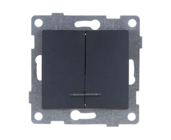 Механизм выключателя GUSI ELECTRIC Bravo 2 клавиши, скрытая установка, 10А, 250В, графит С10В2-010 – изображение 2