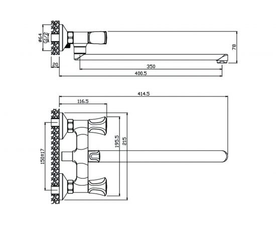 Смеситель для ванны с длинным изливом OLIVES VASCO 27231VS – изображение 2