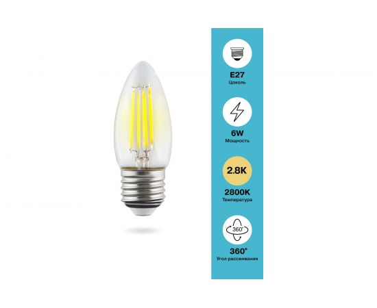 Светодиодная лампа VOLTEGA Свеча Е27 2800К 6W 7046 – изображение 2