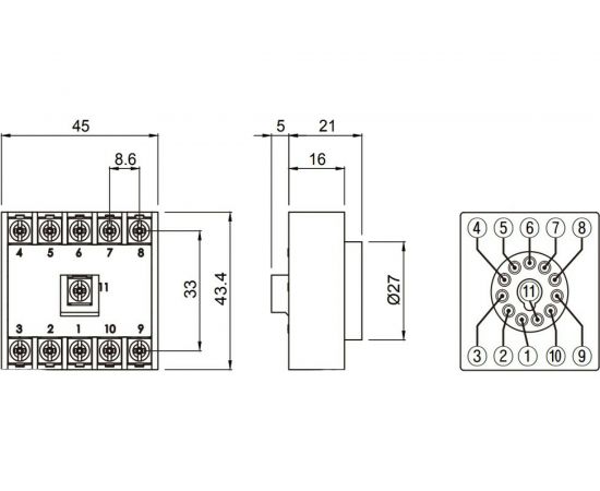 Колодка цоколь PG-11 Autonics артикул 00000011600 – изображение 2