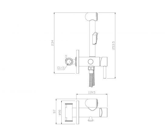 Встраиваемый смеситель с гигиенической лейкой OLIVES Balear 13141BLB – изображение 2