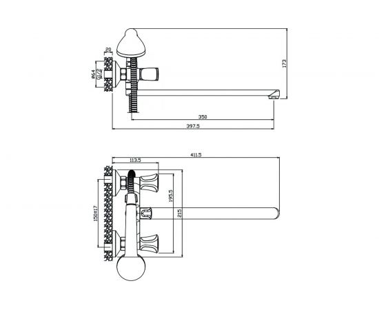 Смеситель для ванны с длинным изливом OLIVES VASCO 27221VS – изображение 3