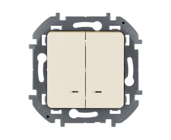 Двухклавишный выключатель Legrand с подсветкой - INSPIRIA - 10 AX - 250 В - слоновая кость 673631 – изображение 3