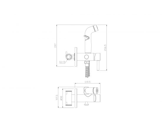 Встраиваемый смеситель с гигиенической лейкой OLIVES Balear 13142BL – изображение 3