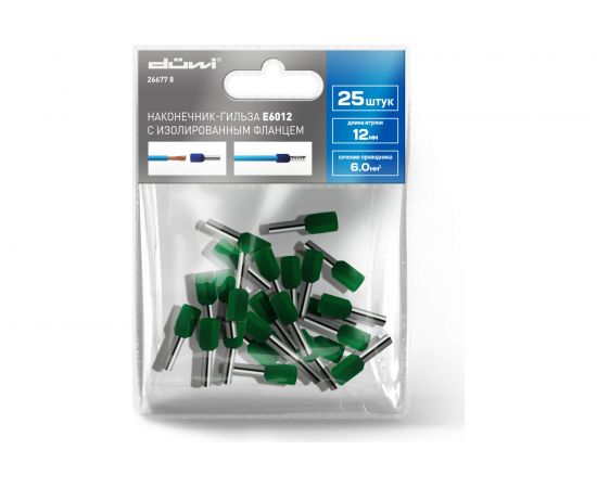 Наконечник-гильза duwi Е6012 6мм2 с изолированным фланцем, 25 шт./уп., 26677 8 – изображение 3