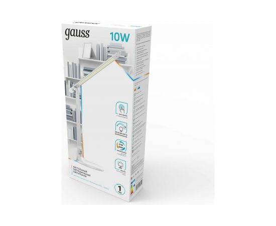 Настольный диммируемый светильник Gauss модель GTL204 10W 550lm 2700-6500K 170-265V белый + ночник LED GT2041 – изображение 3