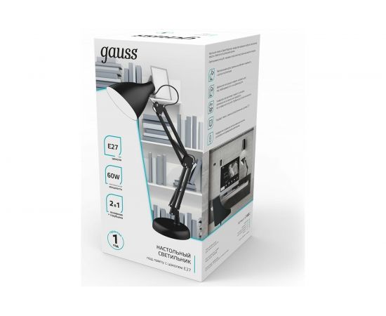 Настольный светильник Gauss модель GTL003 60W 220-240V E27 черный струбцина и основание 1/12 GT0032 – изображение 3
