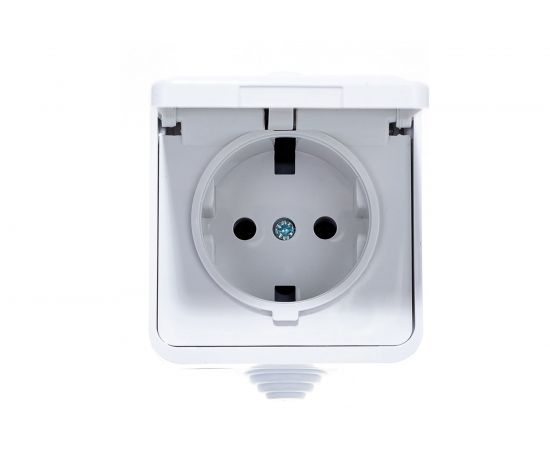 Одинарная розетка IN HOME с крышкой AQUA белая полугерметичная 3110 4690612000541 – изображение 4