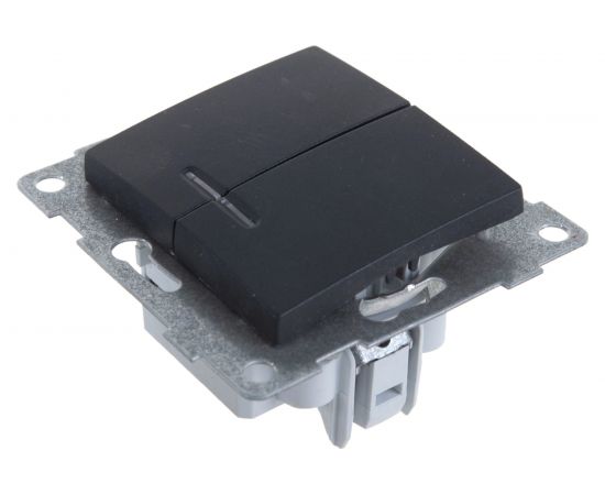 Механизм выключателя GUSI ELECTRIC Bravo 2 клавиши, скрытая установка, 10А, 250В, графит С10В2-010 – изображение 4