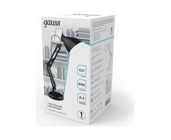 Настольный светильник Gauss модель GTL003 60W 220-240V E27 черный струбцина и основание 1/12 GT0032 – изображение 4