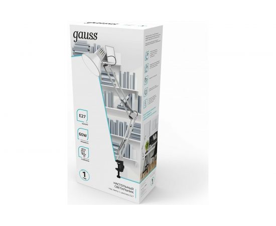 Настольный светильник Gauss модель GTL001 60W 220-240V E27 белый струбцина 1/16 GT0011 – изображение 5