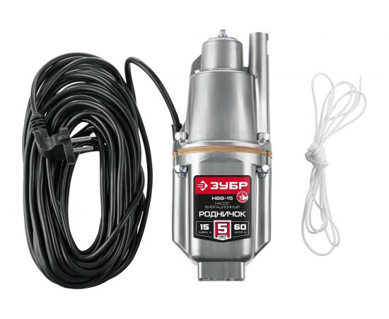 Вибрационный насос с верхним забором воды ЗУБР Родничок-В кабель 15 м НВВ-15 – изображение 5
