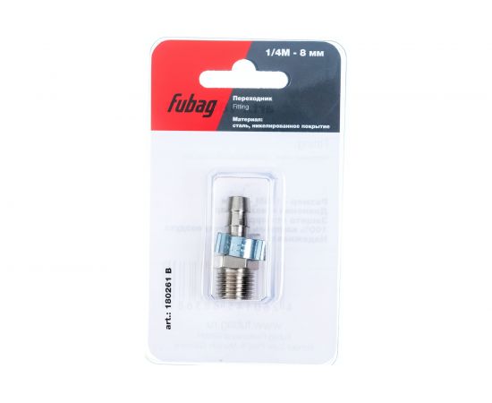 Переходник 1/4"M - елочка (8 мм; обжимное кольцо 8x13 мм; блистер) FUBAG 180261 B 