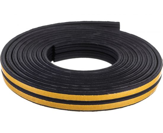 Самоклеящийся уплотнитель для дверей и окон ТДВ Е профиль, 9х4 мм, черный 1502010 