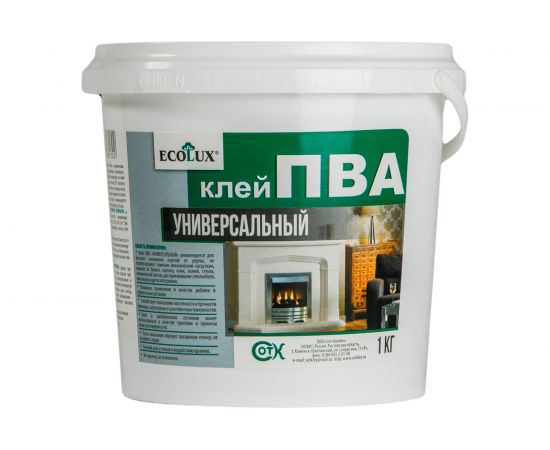 Универсальный клей ПВА ECOLUX 1 кг 4607133681302 