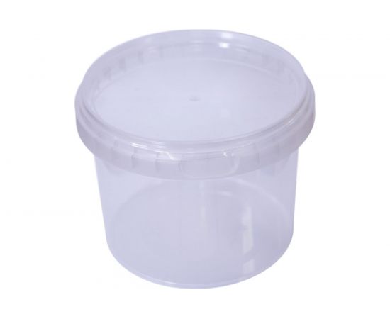 Круглое ведро Тара.ру 0.55 л, без ручки, с бесцветной крышкой 20914 