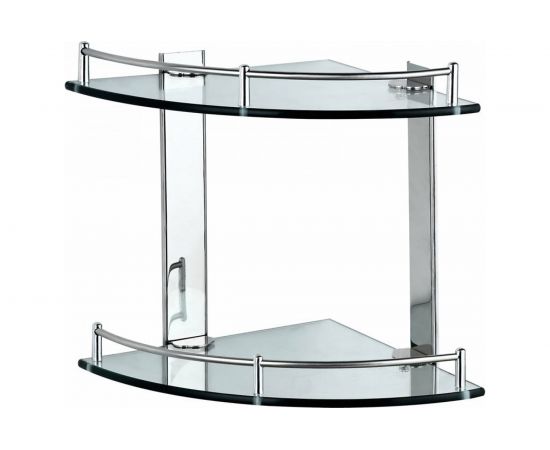 Двухъярусная стеклянная угловая полка Рыжий кот CG-05 нержавеющая сталь, стекло 310742 