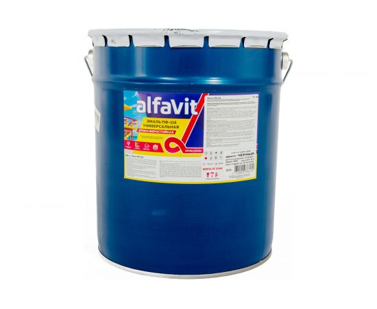 Универсальная алкидная эмаль Krafor Альфа ПФ-115 черная 20 кг 1 30769 