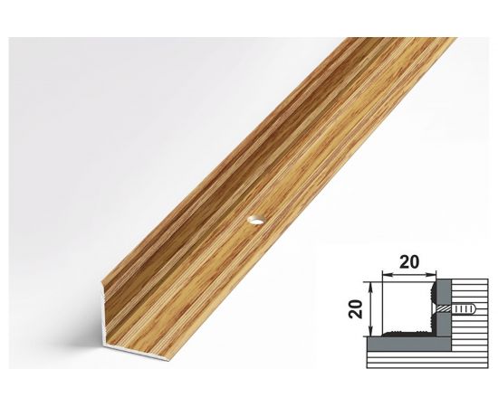 Порог внутренний угловой алюминиевый (20х20 мм, 1,35 м, Дуб универсальный) ЛУКА 00000001596 – изображение 2
