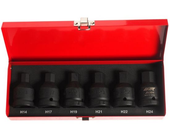 Набор двенадцатигранных ударных торцевых головок 3/4 HEX H14-H24 L=61мм 6шт JTC-J606H:6422 – изображение 2